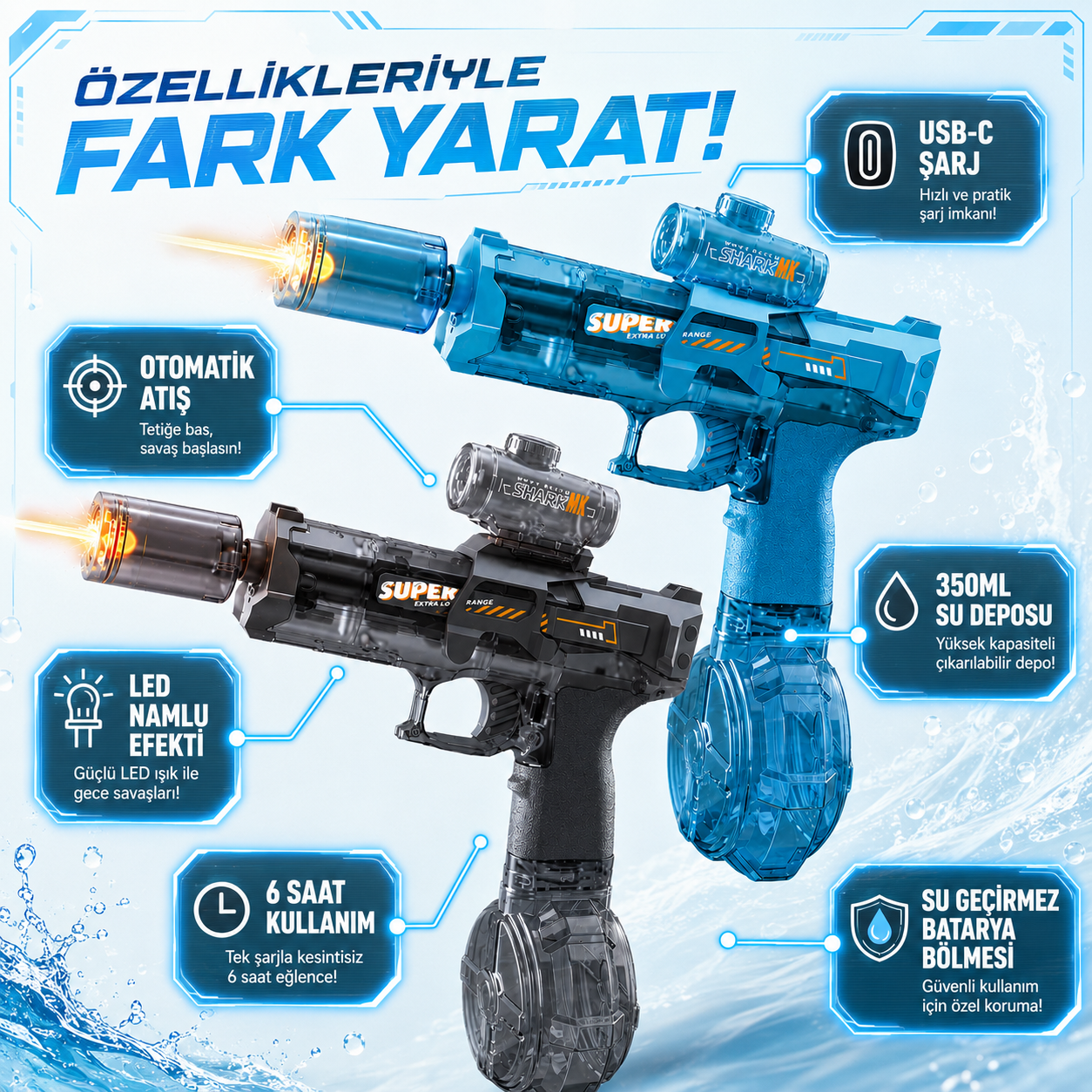 HydroPulse Glock Su Tabancası - Eğlence Dolup Taşacak!
